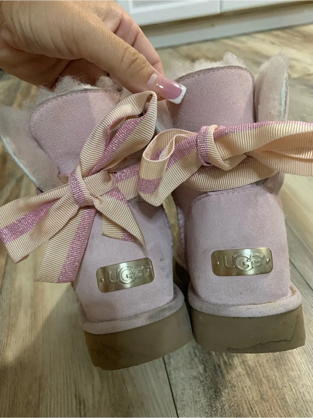 UGG Pink & Gold Ribbon Boots